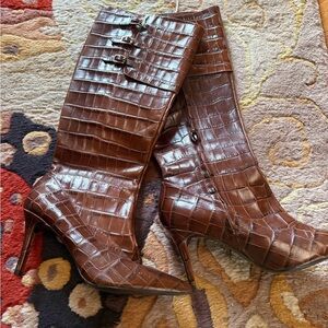 Ralph Lauren Jennison II Embossed Croc Boots BNWT! Size 9.5